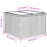 vidaXL záhradný stôl so sklenenou doskou hnedá 55x55x37 cm polyratan – Obrázok 9