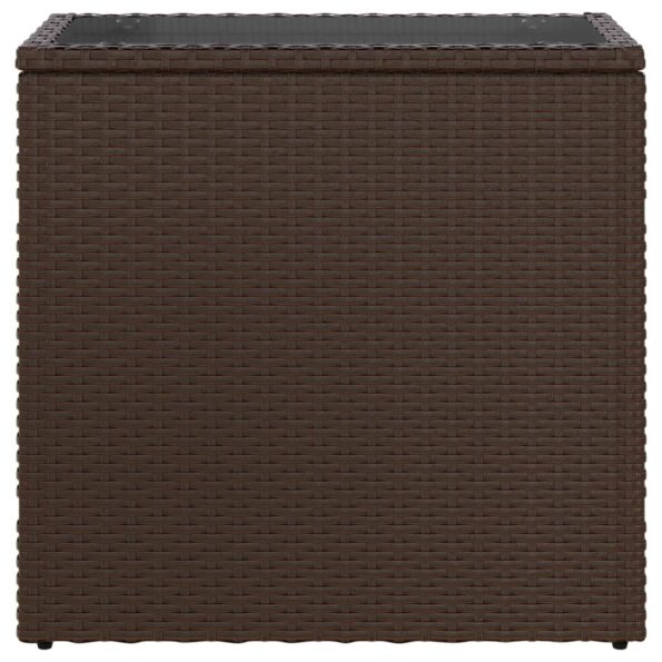 vidaXL záhradný príručný stolík so sklenenou doskou hnedá 58x27,5x55cm – Obrázok 5