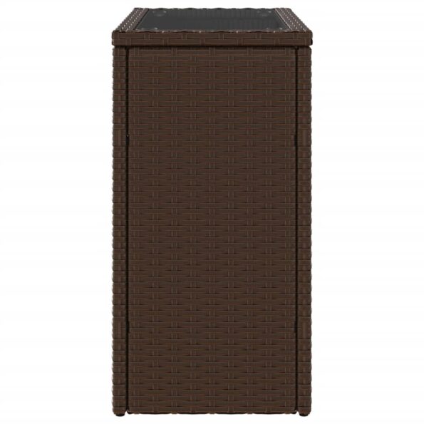 vidaXL záhradný príručný stolík so sklenenou doskou hnedá 58x27,5x55cm – Obrázok 6