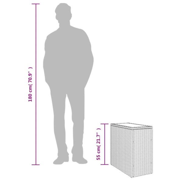 vidaXL záhradný príručný stolík so sklenenou doskou hnedá 58x27,5x55cm – Obrázok 10