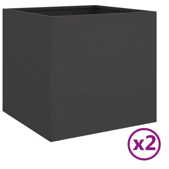 vidaXL Kvetináče 2 ks čierne 42x40x39 cm oceľ valcovaná za studena – Obrázok 2