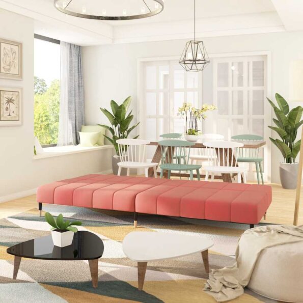 vidaXL 2-miestna rozkladacia pohovka, ružová, zamat – Obrázok 3