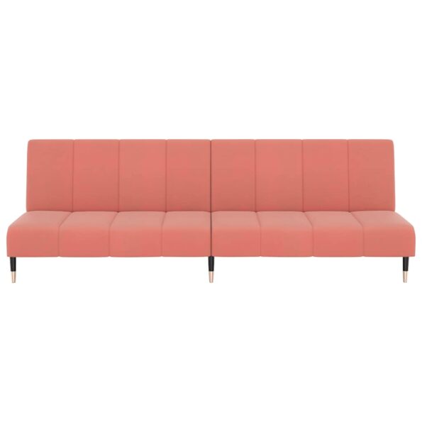 vidaXL 2-miestna rozkladacia pohovka, ružová, zamat – Obrázok 5