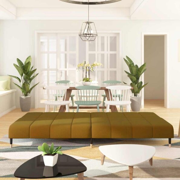 vidaXL 2-miestna rozkladacia pohovka, hnedá, zamat – Obrázok 3