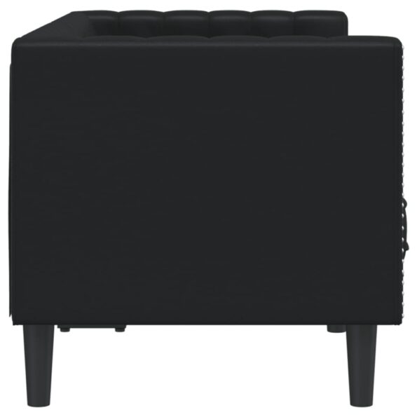 VidaXL Pohovka chesterfield 2-miestna čierna umelá koža – Obrázok 5