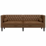 vidaXL 3-miestna pohovka Chesterfield s hnedé umelá semišová koža – Obrázok 4