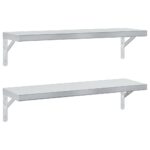 vidaXL Nástenné police 2 ks 75x23,5cm, strieborné, nehrdzavejúca oceľ – Obrázok 2