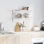 vidaXL Nástenné police 2 ks 75x23,5cm, strieborné, nehrdzavejúca oceľ – Obrázok 3