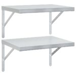 vidaXL Nástenné police 2 ks 50x40 cm, strieborné, nehrdzavejúca oceľ – Obrázok 2