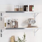 vidaXL Držiaky políc 4 ks 23,5x2,5x15,5 cm strieborná nerezová oceľ