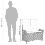 vidaXL Sklápacia záhradná lavička s vankúšmi hnedá polyratan – Obrázok 9