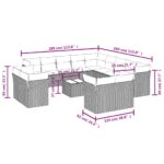 VidaXL 14-dielna záhradná sedacia súprava s vankúšmi hnedý polyratan – Obrázok 3