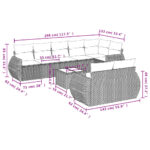 vidaXL 9-dielna záhradná súprava pohoviek s vankúšmi béžová polyratan – Obrázok 3