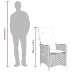 vidaXL 5-dielna záhradná jedálenská sada s podložkami sivá polyratan – Obrázok 10