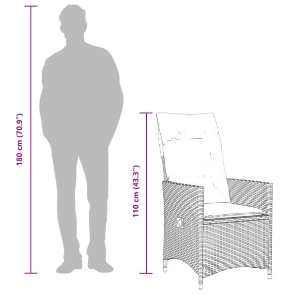 vidaXL 5-dielna záhradná jedálenská sada s podložkami sivá polyratan – Obrázok 10