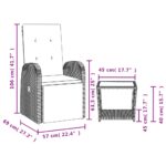 vidaXL 2-dielna záhradná jedálenská sada s podložkami sivá polyratan – Obrázok 4