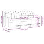 vidaXL 3-miestna pohovka čierna 180 cm zamat – Obrázok 8