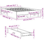 vidaXL Posteľný rám so zásuvkami biely 140x190 cm kompozitné drevo – Obrázok 10