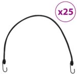 vidaXL Bungee šnúry s reflexnými pásikmi a háčikmi 25 ks 88 cm