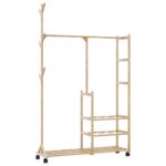 vidaXL vešiak na šaty s policami a kolieskami 100x38x175,5 cm bambus