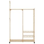 vidaXL vešiak na šaty s policami a kolieskami 100x38x175,5 cm bambus – Obrázok 4