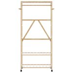 vidaXL vešiak na šaty s policami a kolieskami 90x40x179,5 cm bambus – Obrázok 3