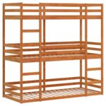 vidaXL Trojitá poschodová posteľ voskovohnedá 80x200 cm borovic. masív – Obrázok 2