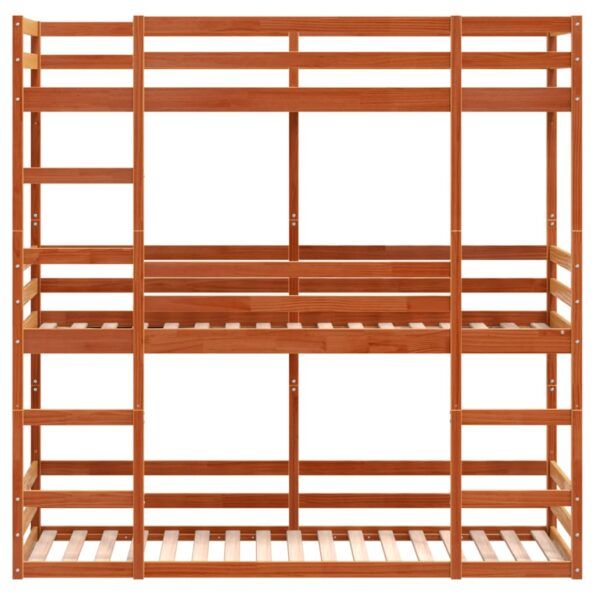 vidaXL Trojitá poschodová posteľ voskovohnedá 80x200 cm borovic. masív – Obrázok 5