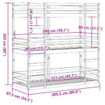 vidaXL Trojitá poschodová posteľ voskovohnedá 80x200 cm borovic. masív – Obrázok 10