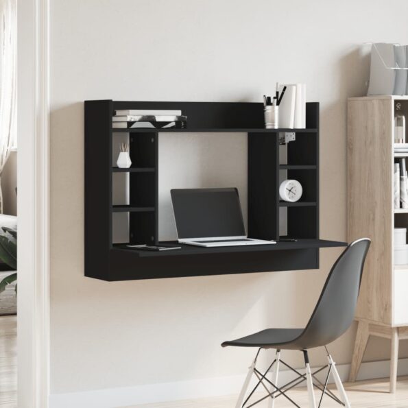 vidaXL Nástenný stolík čierny 105x48x75 cm kompozitné drevo – Obrázok 3