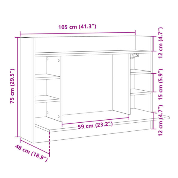 vidaXL Nástenný stolík dub sonoma 105x48x75 cm kompozitné drevo – Obrázok 10