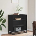 vidaXL Komoda čierna 68x35x76 cm kompozitné drevo a kov – Obrázok 3