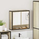 vidaXL Kúpeľňová zrkadlová skrinka, dub sonoma, 65x20x60 cm, imitácia dreva – Obrázok 4