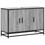 vidaXL Kúpeľňová umývadlová skrinka sivá sonoma 90x33x60 cm kom. drevo – Obrázok 2