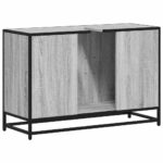 vidaXL Kúpeľňová umývadlová skrinka sivá sonoma 90x33x60 cm kom. drevo – Obrázok 7