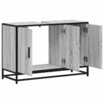 vidaXL Kúpeľňová umývadlová skrinka sivá sonoma 90x33x60 cm kom. drevo – Obrázok 8