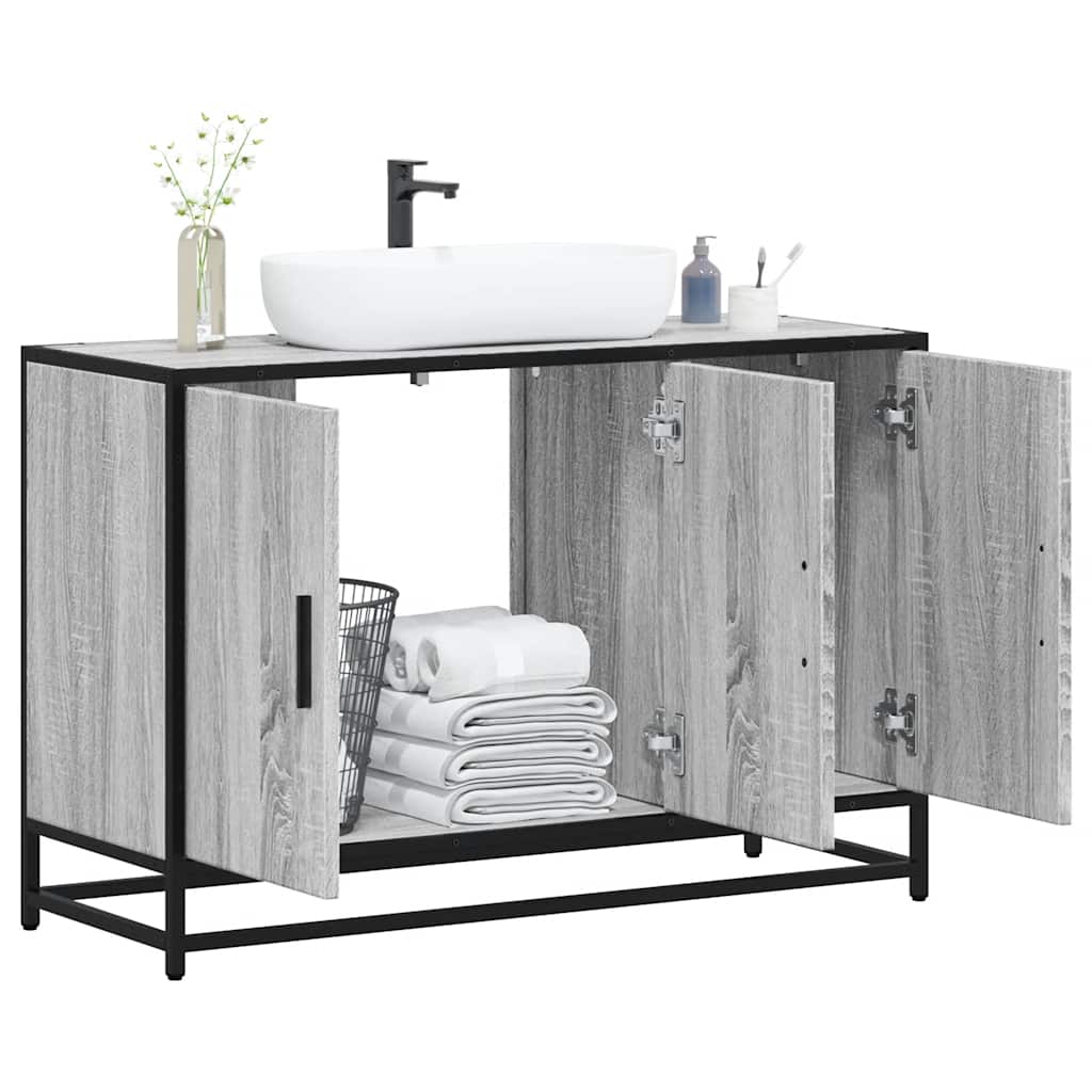 VXL8721102843310_m_en_hd_1.jpg vidaXL Kúpeľňová umývadlová skrinka sivá sonoma 90x33x60 cm kom. drevo – Obrázok 1