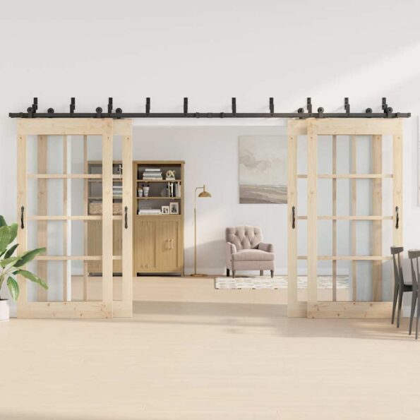 vidaXL Kovanie na posuvné dvere čierne 213,5 cm oceľové – Obrázok 3