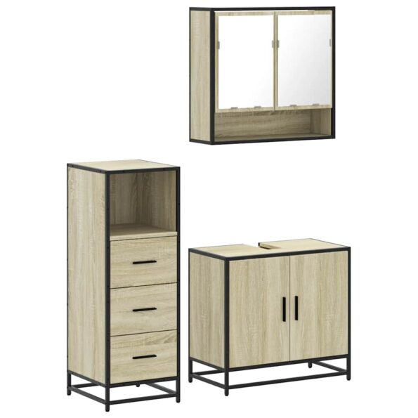 vidaXL 3-dielna súprava kúpeľňových skriniek sonoma kompozitné drevo – Obrázok 2