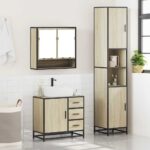 vidaXL 3-dielna súprava kúpeľňových skriniek sonoma kompozitné drevo – Obrázok 4