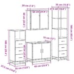 vidaXL 4-dielna sada kúpeľňového nábytku dymový dub spracované drevo – Obrázok 11