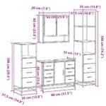 vidaXL 4-dielna sada kúpeľňového nábytku dymový dub spracované drevo – Obrázok 11