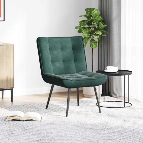 VidaXL Relaxačné kreslo Tmavo zelená 64x74x84 cm Zamat – Obrázok 3