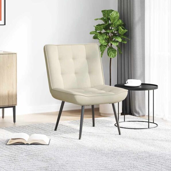 vidaXL Krémová relaxačná stolička 64x74x84 cm Zamat – Obrázok 3