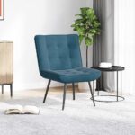 VidaXL Relaxačné kreslo Modré 64x74x84 cm Zamat – Obrázok 3