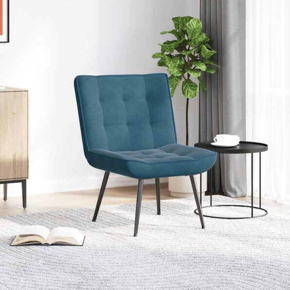 VidaXL Relaxačné kreslo Modré 64x74x84 cm Zamat – Obrázok 3