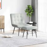 vidaXL Relaxačné kreslo s podnožkou bledosivé zamat – Obrázok 3