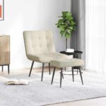 VidaXL Relaxačné kreslo so stoličkou Cream Velvet – Obrázok 3