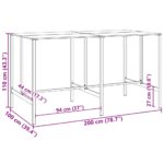 vidaXL Barový stolík, čierny 200x100x110 cm, oceľ s práškovou úpravou – Obrázok 7