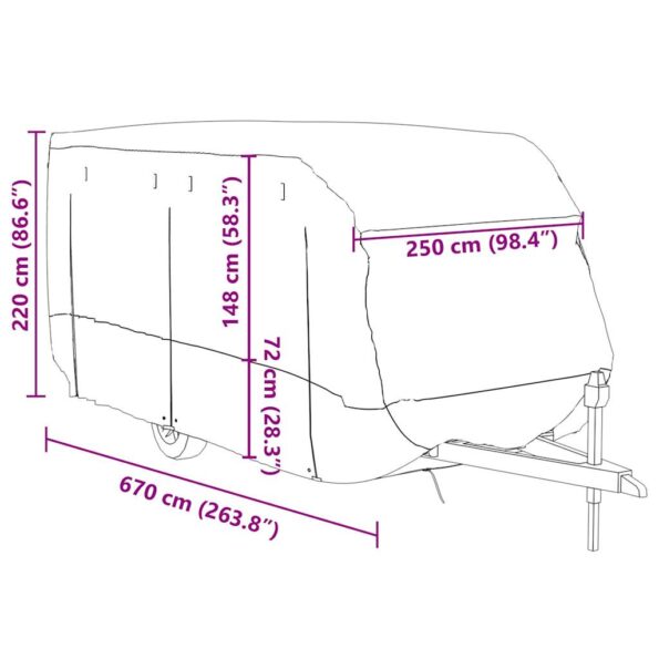 vidaXL Poťah na karavan sivý 670x250x220 cm netkaná textília – Obrázok 11